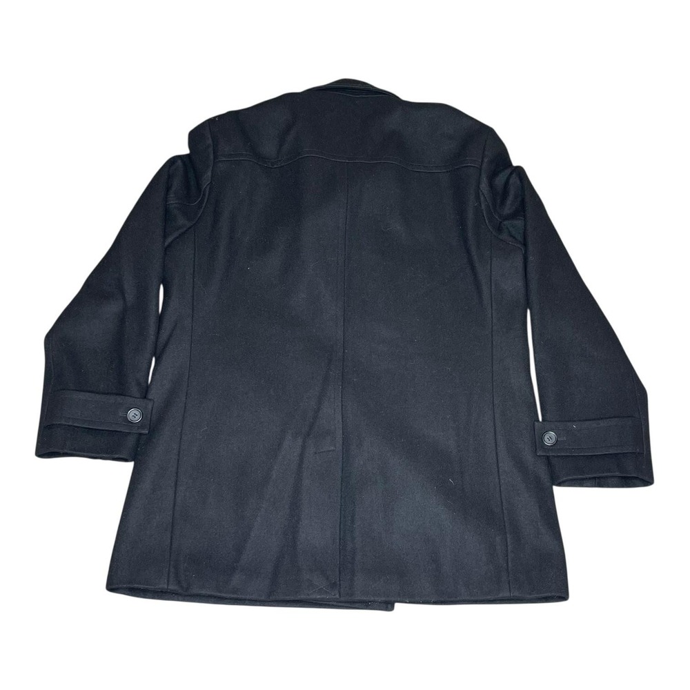 Calvin Klein Mens Black Wool Blend Double Breasted Pea Coat Jacket Size L - Picture 2 of 9